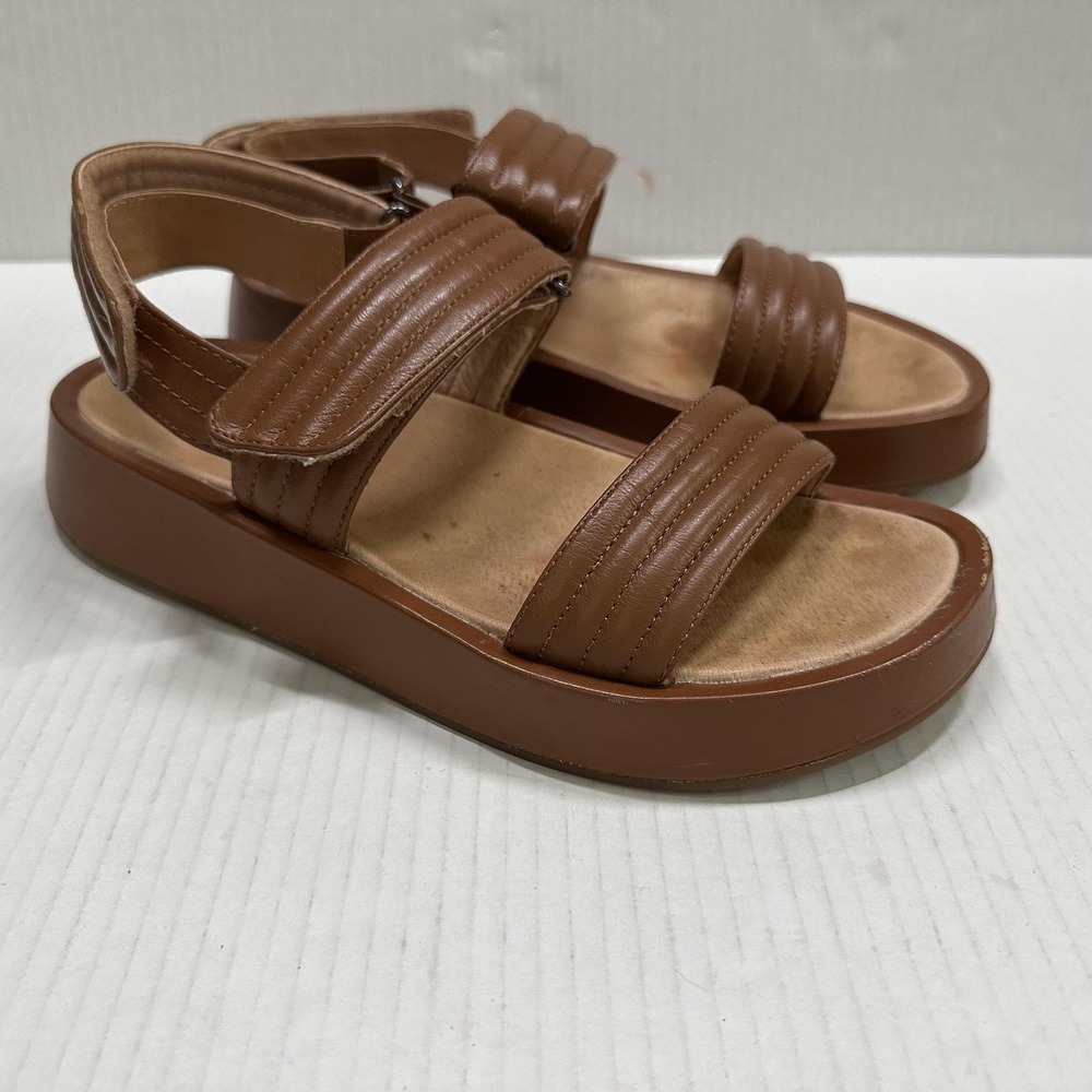 Madewell Emmalee Sandals Womens Size 9 39.5 Brown NW037 Quilted Strap Platform